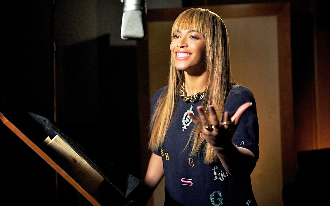 Beyonce recording voice as Queen Tara, in Epic.