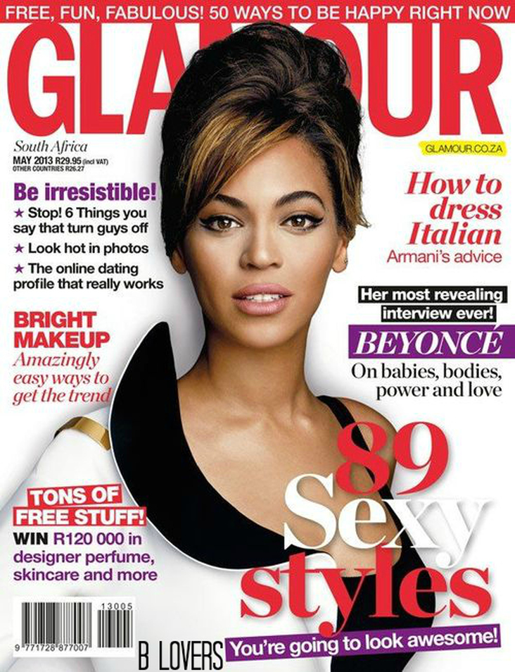 Beyonce on the cover of South African Glamour Magazine May 2013 Issue.