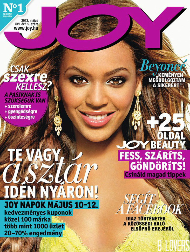 Beyonce on the cover of Hungarian Joy Magazine May 2013 Issue.